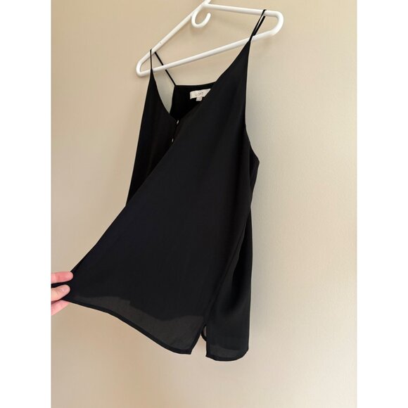 LOFT Black Chiffon Button Front Minimalist Camisole Tank Top Size XL - Picture 6 of 12